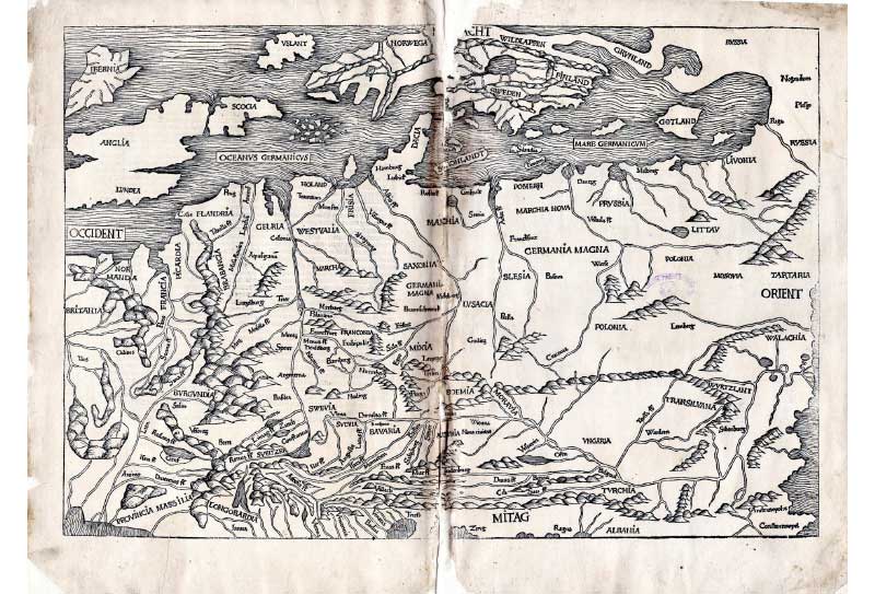 Münzer, Hieronymus, 1437(1447)-1508. 
Карта Центральної та Східної Європи / H. Münzer ; N. Cusanus ; H. Schedel. - Nurembergæ : Antonius Koberger, 1493. Münzer, Hieronymus, 1437(1447)-1508. Карта Центральної та Східної Європи / H. Münzer ; N. Cusanus ; H. Schedel. - Nurembergæ : Antonius Koberger, 1493.