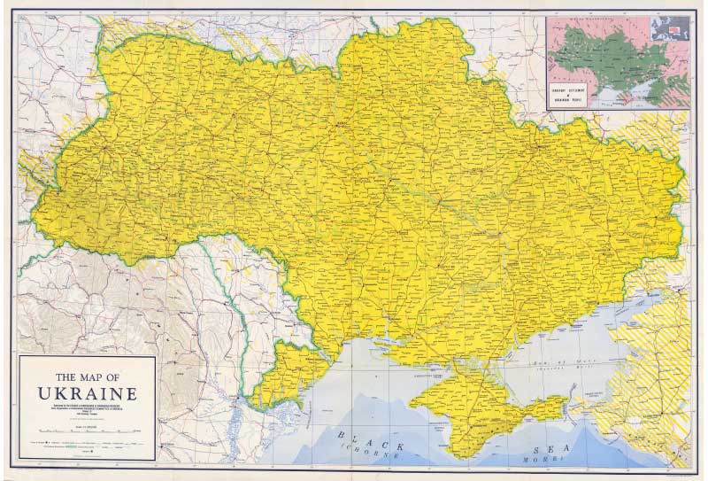 The map of Ukraine / compiled and drawn by William Karpa ; sponsored by the League of Americans of Ukrainian Descent, State Organization of Ukrainian Congress Committee of America.  - Chicago : League of Americans of Ukrainian Descent, 1955. The map of Ukraine / compiled and drawn by William Karpa ; sponsored by the League of Americans of Ukrainian Descent, State Organization of Ukrainian Congress Committee of America. - Chicago : League of Americans of Ukrainian Descent, 1955.